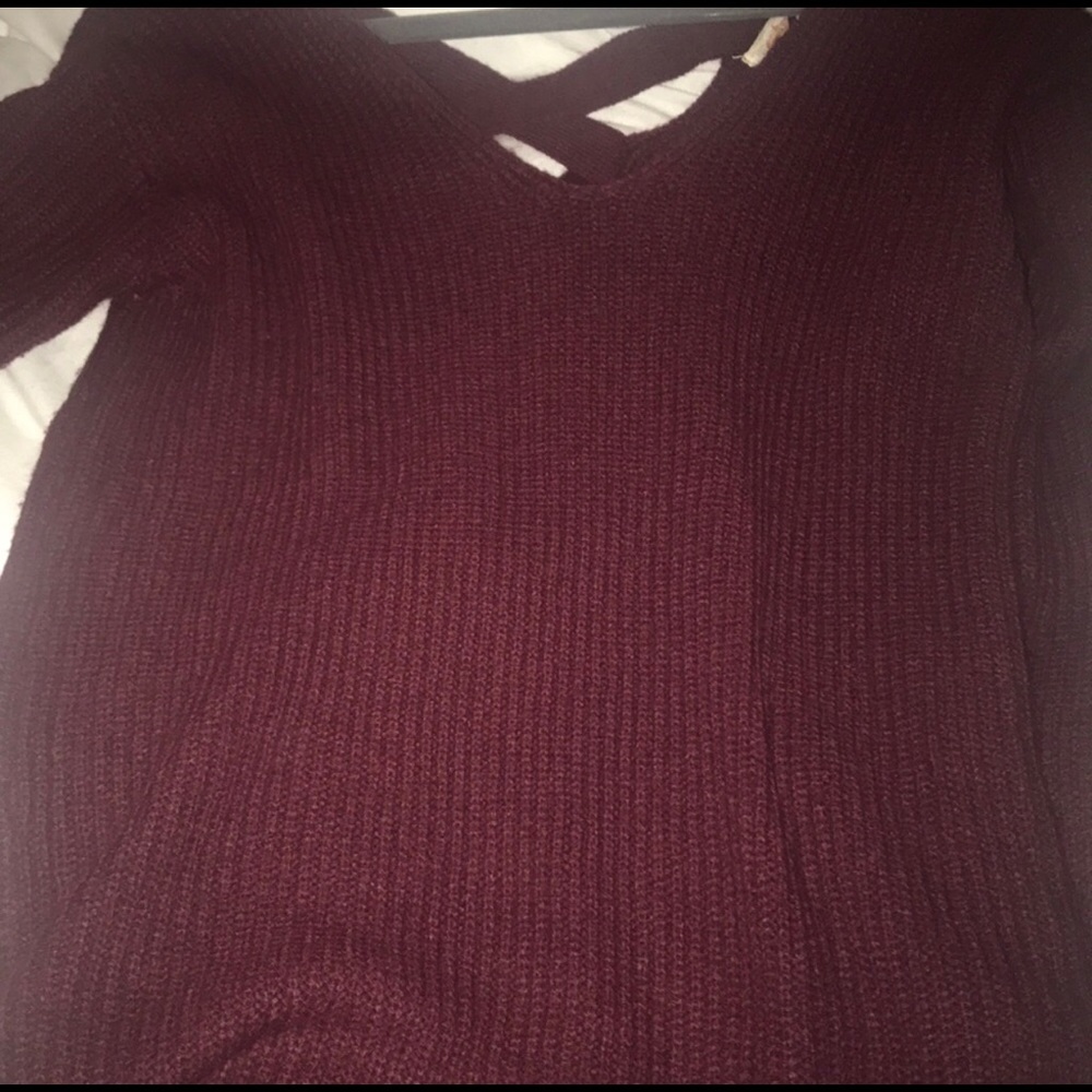 Long burgundy sweater